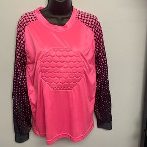 Women’s Padded Soccer Goalie Shirt Sz S Pink Polka Dot Long Sleeve Sportswear